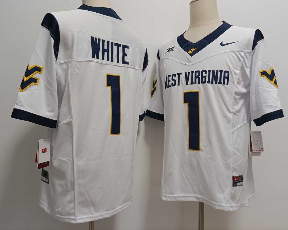 Men's West Virginia Mountaineers #1 Jahiem White White FUSE College Stitched Jersey,We sell and wholesale Men's West Virginia Mountaineers #1 Jahiem White White FUSE College Stitched Jersey on line form chian!